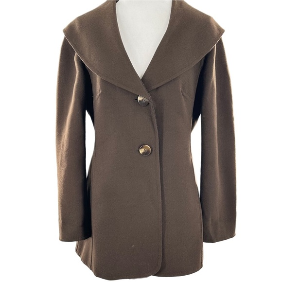 Talbots petite coat 6 P brown 100% wool 90s vintage coastal grandma fairycore - Picture 1 of 11